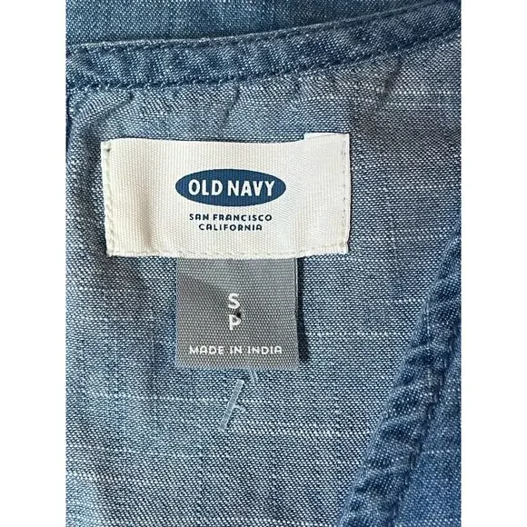 Women's Old Navy Blue Cotton Jumpsuit with drawstring wide leg Size Small - Picture 7 of 7